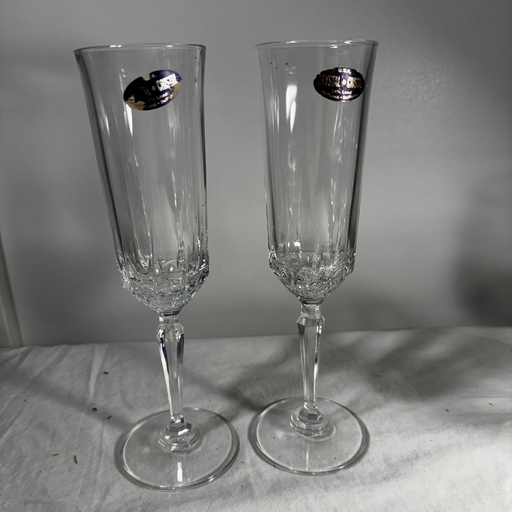 USA Crystal Cristal Champagne Flutes 24% Lead Crystal Elegant Toasting‎ Set